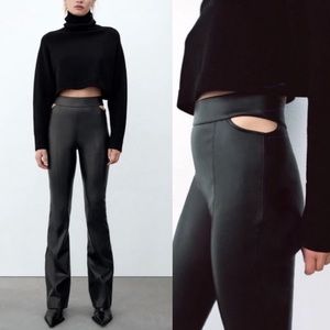 Zara Cut Out Faux Leather Leggings